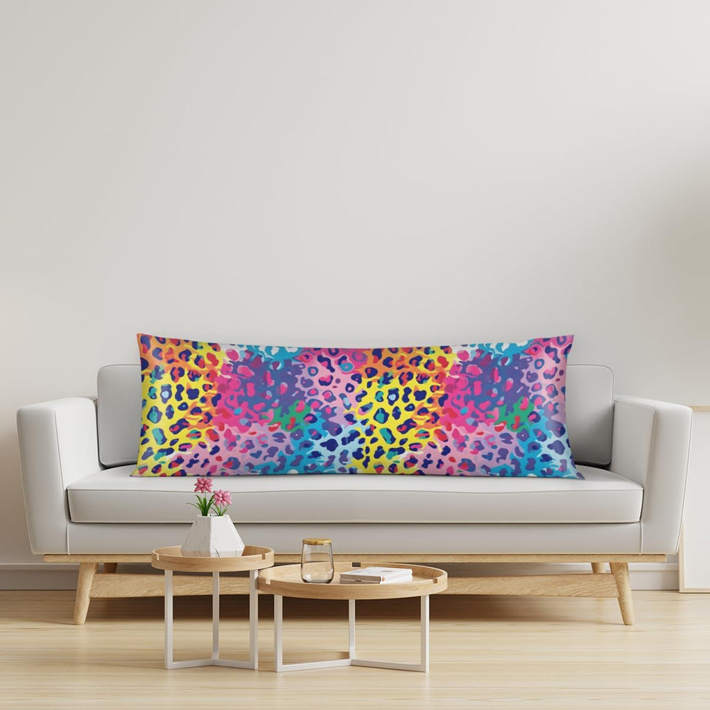 Colorful Leopard Body Pillowcase with Zipper, 20x54 Satin Pillowcase for Hair and Skin, Girls Teens Smooth Full Body Pillow Cases Bedroom…