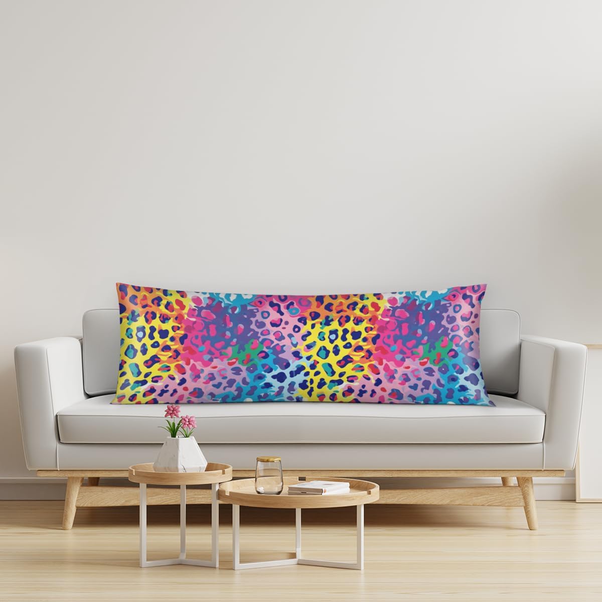 Colorful Leopard Body Pillowcase with Zipper, 20x54 Satin Pillowcase for Hair and Skin, Girls Teens Smooth Full Body Pillow Cases Bedroom…