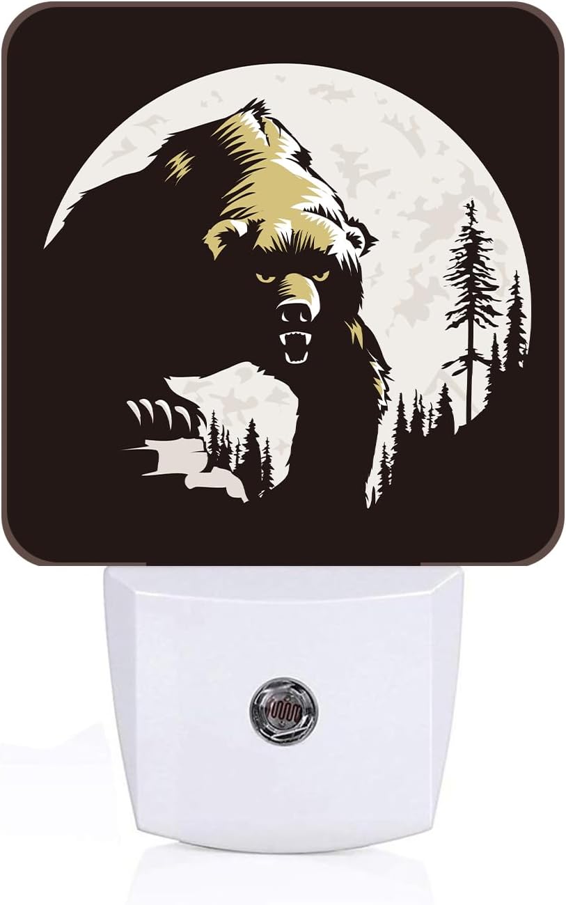 Brown Bear Night Light, Plug-in Nightlights Auto Sensor Night Lamp Dusk-to-Dawn Lamp Home Decor for Nursery Children Girls Boys