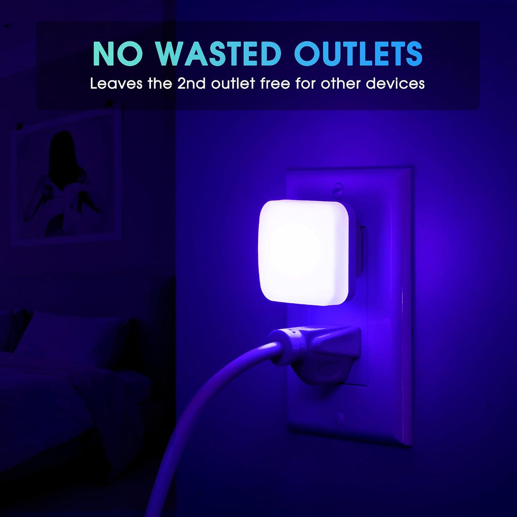 Blue Night Lights Plug into Wall, Nightlights With Light Sensor Dusk to Dawn, 0.3W Square Plug in Night Light for Kids, Blue Night Light…