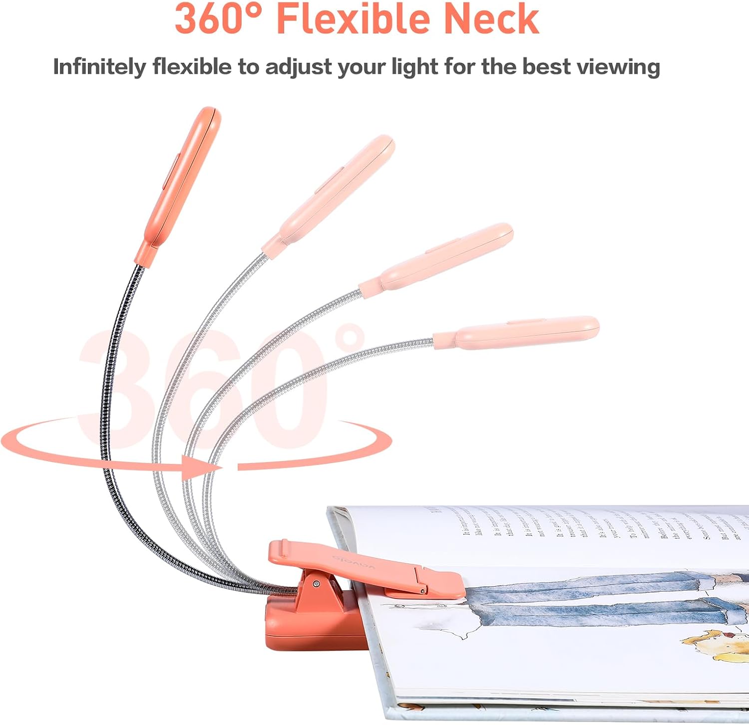 Vavofo Rechargeable Book Light for Reading in Bed Kids, 7 LED Reading Light with 9-Level Warm Cool White Daylight, Eye comfort Lamp with…