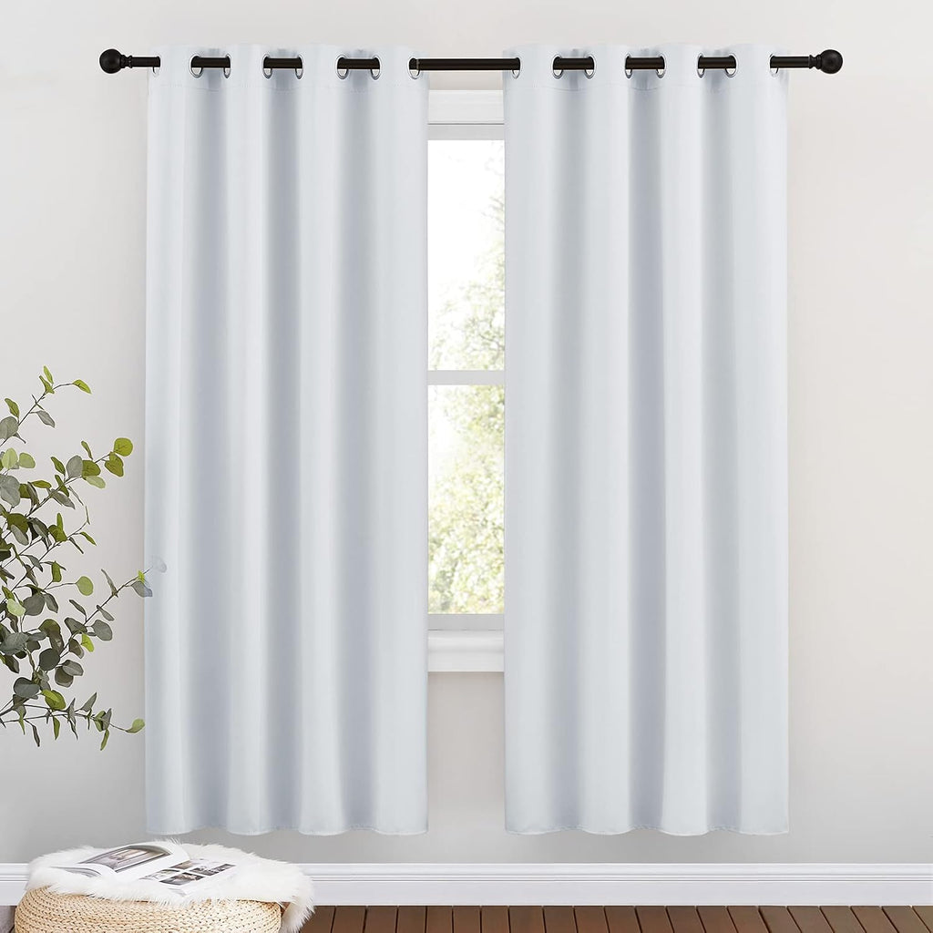 Nicetown Room Darkening Curtains for Living Room - easy maintenance Solid Thermal Insulated Silver Grommet Light Blocking for Bedroom (2…