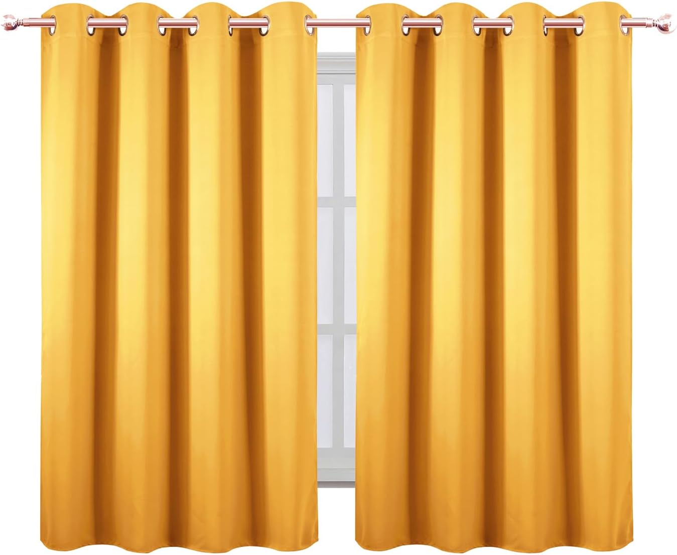 Lemomo Blackout Curtains 66 x 54 Inch Long Yellow Curtains Set of 2 Panels Room Darkening Curtains for Bedroom and Living Room 54 Inch silv…