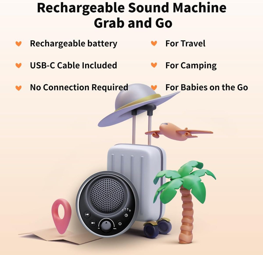 iDealSleep Rechargeable Portable Brown Noise Machine 2000mAH Large Battery Sound White Noise Machine 30 Soothing Sounds for Baby Kids Adult…