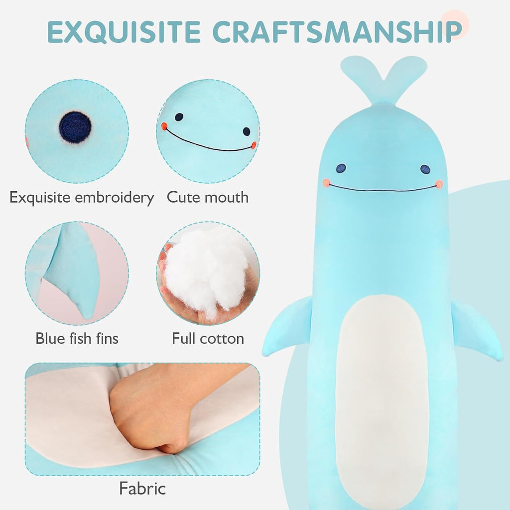 Tianmihou 36 inch Whale Stuffed Animals Long Pillow Toy, Cute Giant Large Big Jumbo Soft Whale Shark Squishy Animal Plushies Gift Kids…