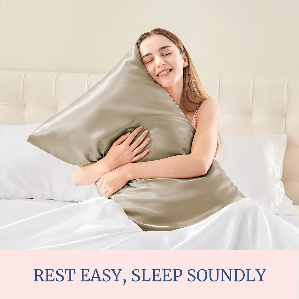 Bedelite Satin Pillowcase for Hair and Skin, Super Soft and Cooling Similar to Silk Pillow Cases 2 Pack with Envelope Closure, Gift for Wom…