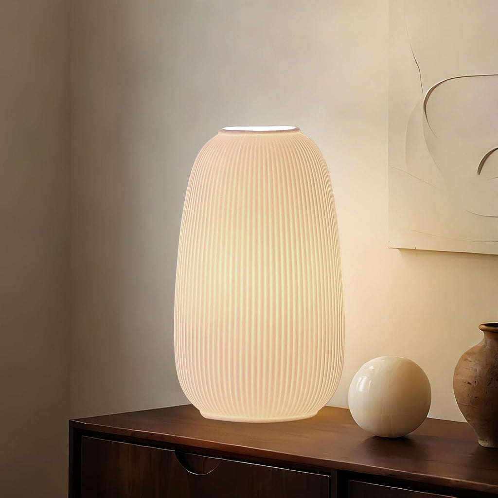 ZUIKAIG 9.5" Modern Ceramic Table Lamp, White Bedside Table lamp, Night Lamp, Decorative Lamp, Ambient Lighting, Artistic lamp, Suitable…