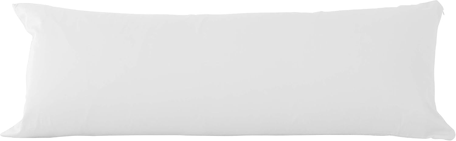 Evolive 300 Thread Count 100% Cotton Body Pillow Cover, 21" x 54", Soft Breathable Replacement Pillow Case with Hidden Zipper Closure (Whit…