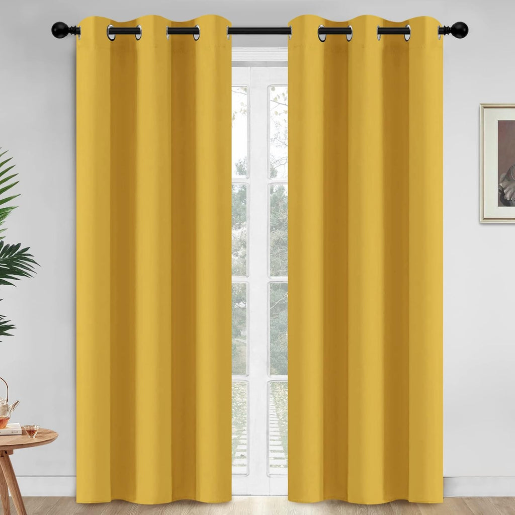 Yakamok Blackout Curtains Room Darkening Thermal Insulated Window Panels, Solid Grommet Top Drapes for Bedroom/Living Room(42Wx84L…