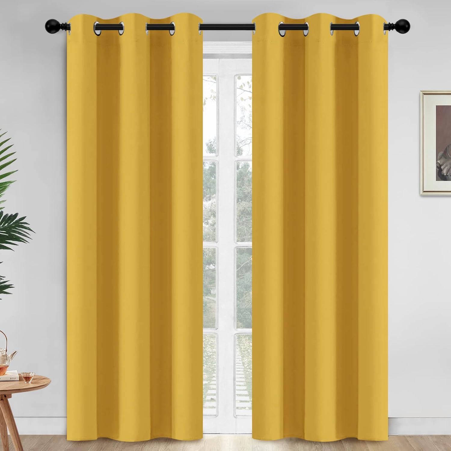 Yakamok Blackout Curtains Room Darkening Thermal Insulated Window Panels, Solid Grommet Top Drapes for Bedroom/Living Room(42Wx84L…