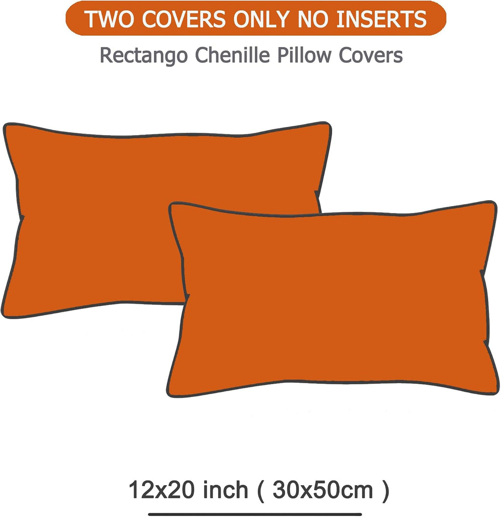 Gawamay Set of 2 Decorative Lumbar Soft Chenille Throw Pillow Covers 12x20 Inch (30x50 CM), Boho Farmhouse Cushion Cases, Couch Pillow Cove…