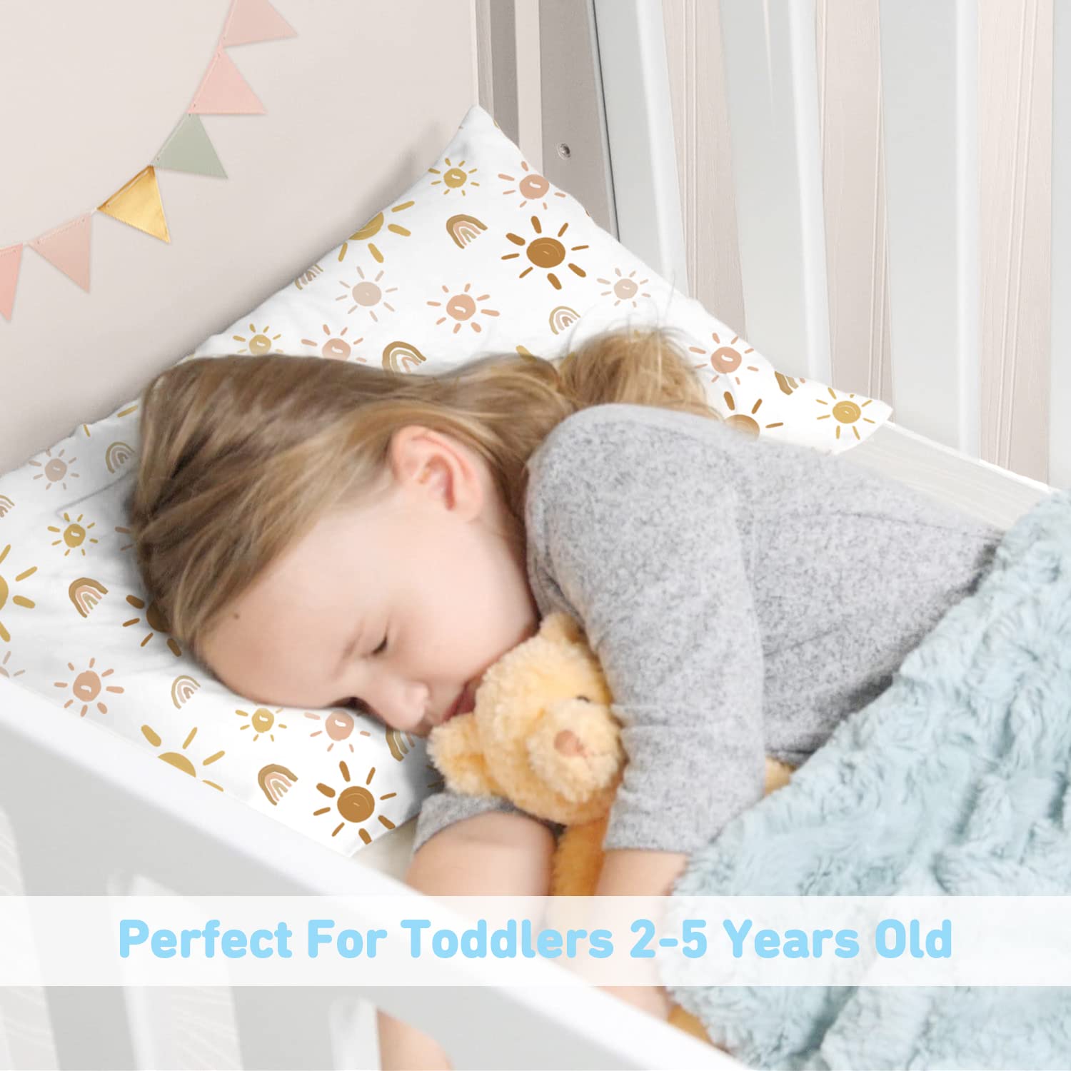 Babebay Toddler Pillow,13X18 Toddler Pillows for Sleeping, Machine Washable Kids Pillow with Pillowcase, Perfect for Travel, Toddlers Cot…