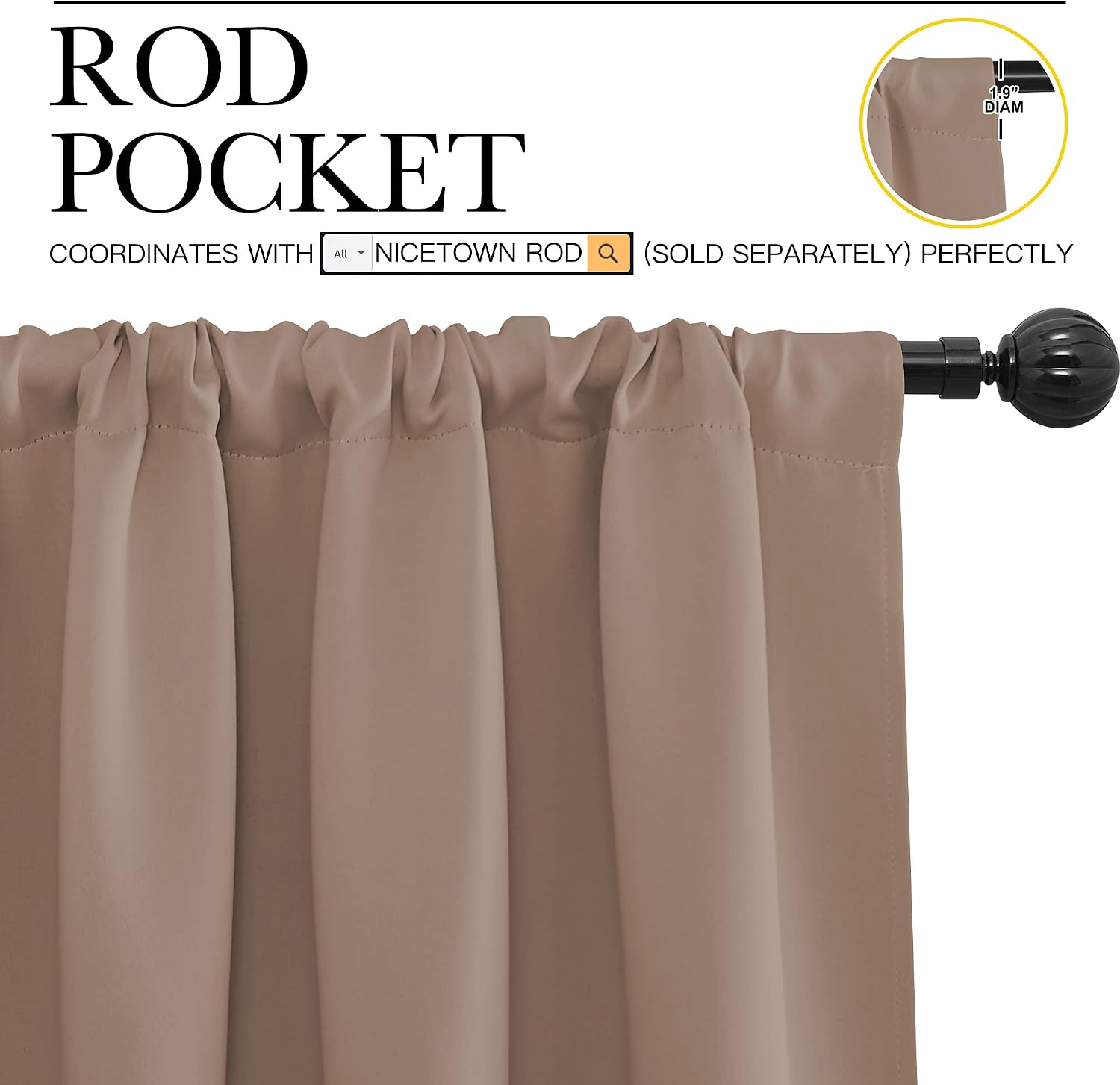 NICETOWN Kitchen Window Blackout Curtains - Window Treatment Thermal Insulated Rod Pocket Small Blackout Draperies/Drapes for…