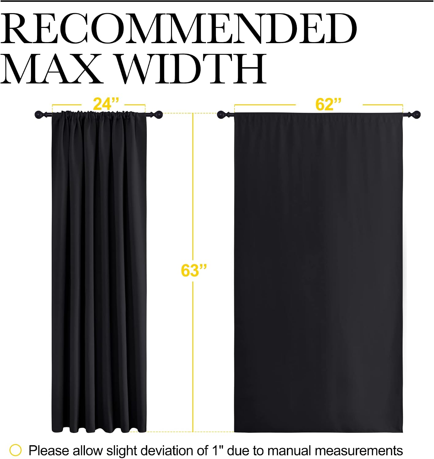 NICETOWN Halloween Black Blackout Curtain Blinds - Solid Thermal Insulated Window Treatment Blackout Drapes for Bedroom (2 Panels, 62…