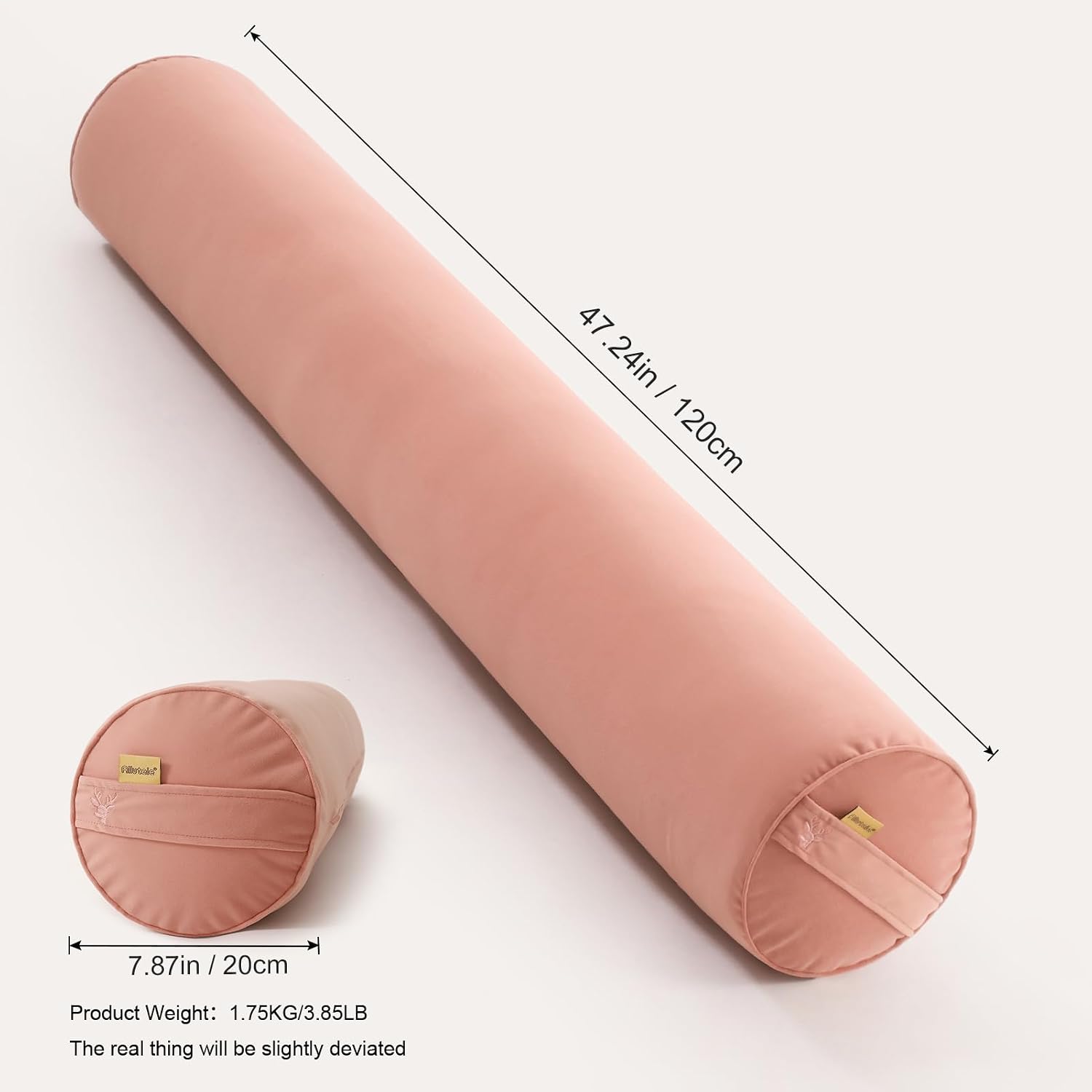 Body Pillow for Adults, Long Round Pillow, Big Cylindrical Pillow, Large Full Bolster Pillows for Side Sleepers (Blush Pink, 47.24"*7.87")