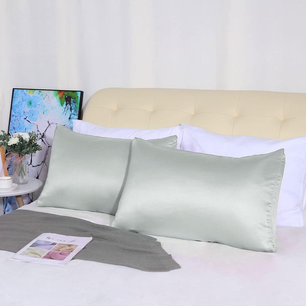 uxcell 2 Pack Silk Satin Pillowcase for Hair and Skin, Cool, Silky, Soft Breathable Pillow Cases King Size 20x36 Inch Sateen Pillowcase Lig…