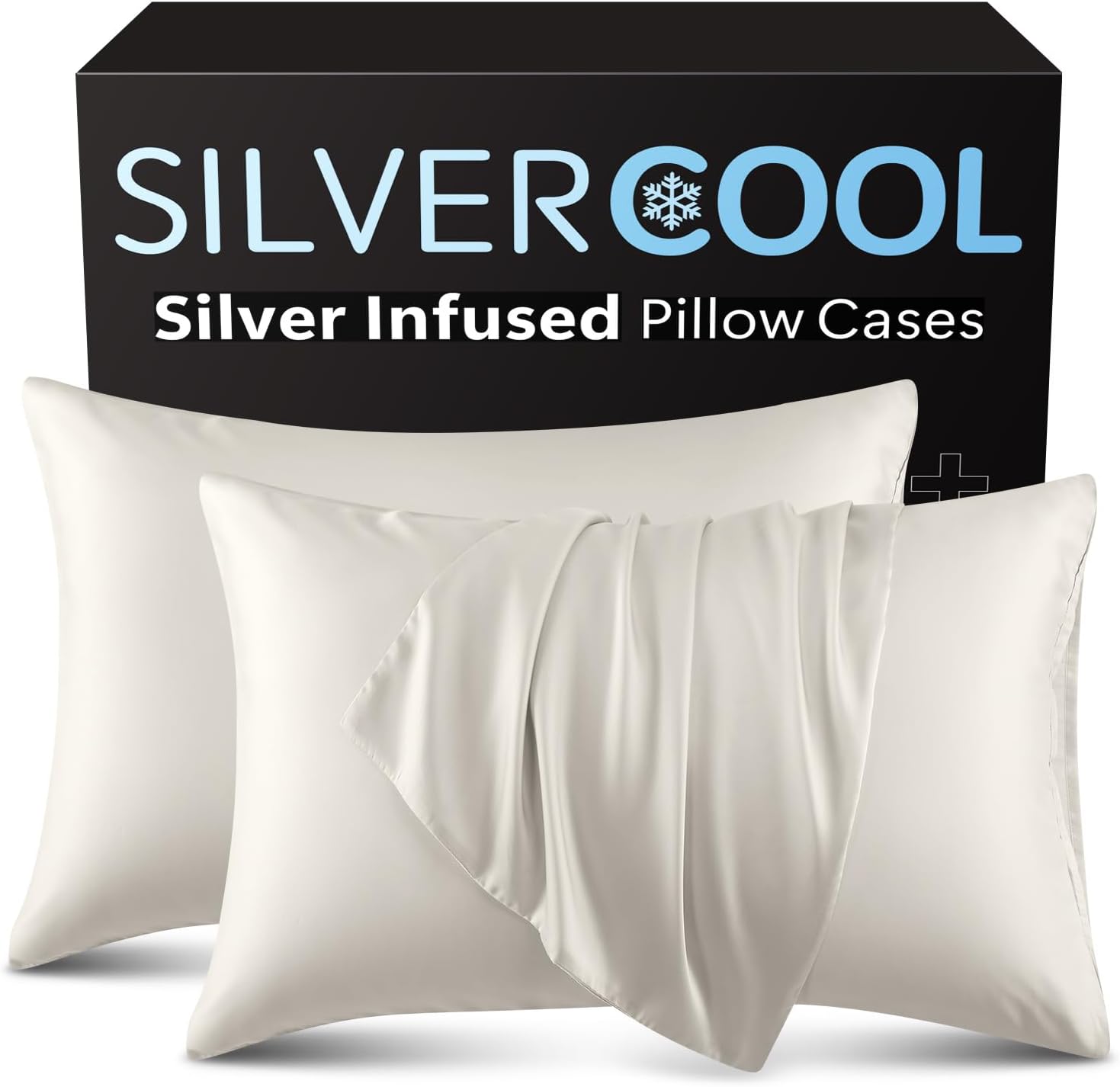DLEECP Silver Infused Pillowcases – Cooling Pillow Cases with Silk, Softness Breathable Temperature-Regulating Pillow Cover, Odor Co…