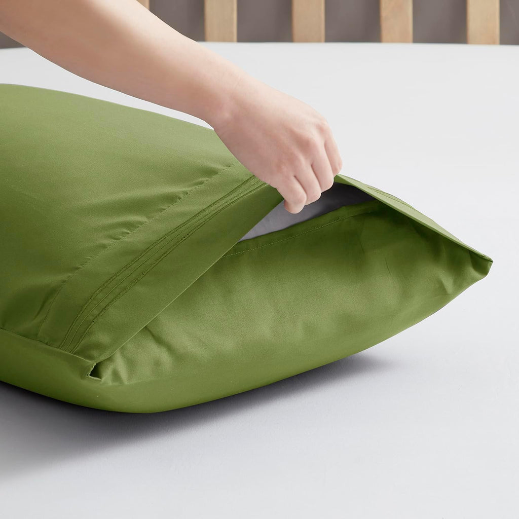Nestl Calla Green Pillow Cases Queen Size Set of 2, Soft Queen Pillow Case, 1800 Microfiber Queen Pillow Cases 2, Pillowcases Queen, Envelo…