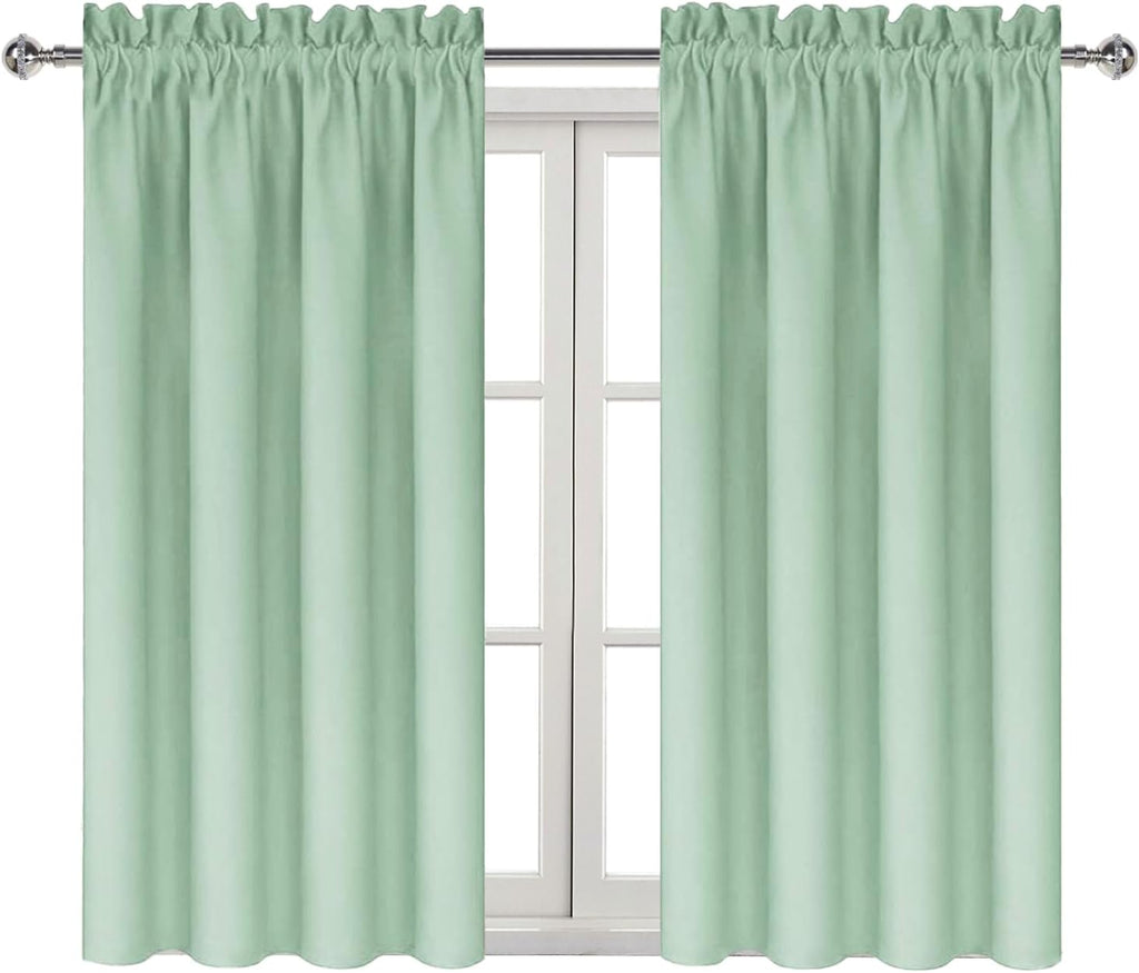 Dwcn Blackout Curtains Room Darkening Thermal Insulated Bedroom Curtains Window Curtain Panels, 38 x 45 inches Long, Set of 2 Light Green R…