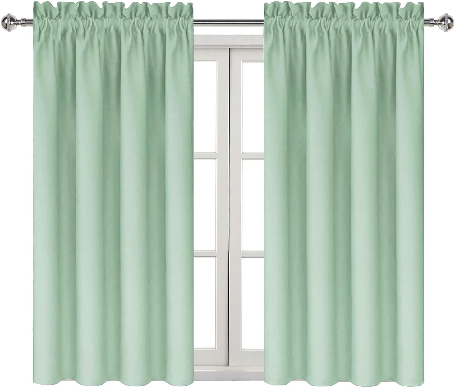 Dwcn Blackout Curtains Room Darkening Thermal Insulated Bedroom Curtains Window Curtain Panels, 38 x 45 inches Long, Set of 2 Light Green R…