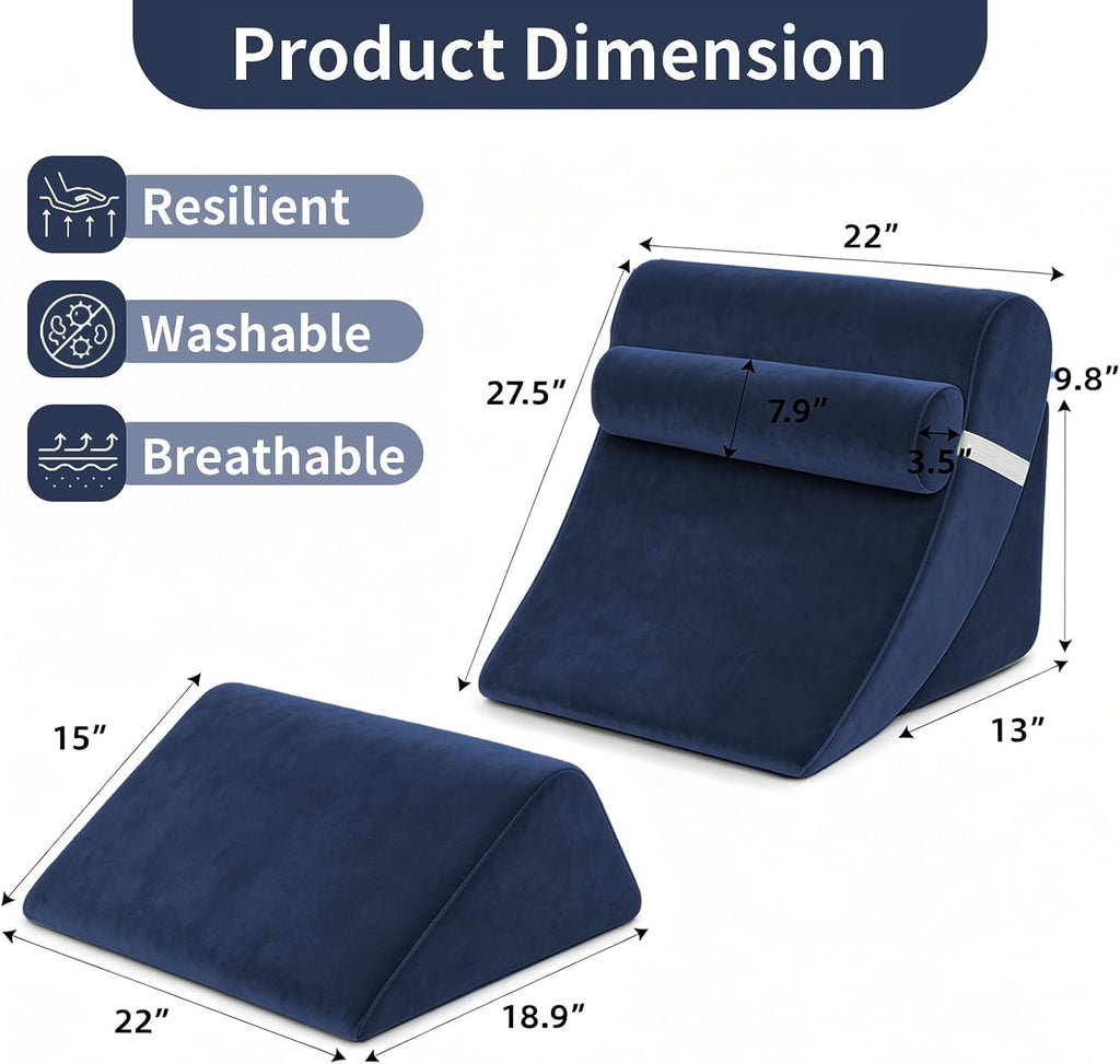LevNubis 4PCS Orthopedic Bed Wedge Pillow Set for Post Surgery&, Adjustable Wedge Pillow for Back, Acid Reflux, Sitting up in Bed, Recov…