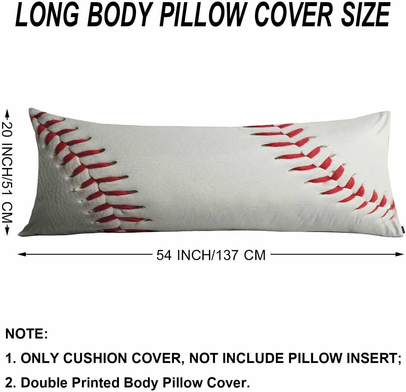 Baseball Rectangle Body Pillow Covers Baseball White Red Couch Body Pillow Pillowcase Decorative Home Body Pillows Bed Pillow Cushion…