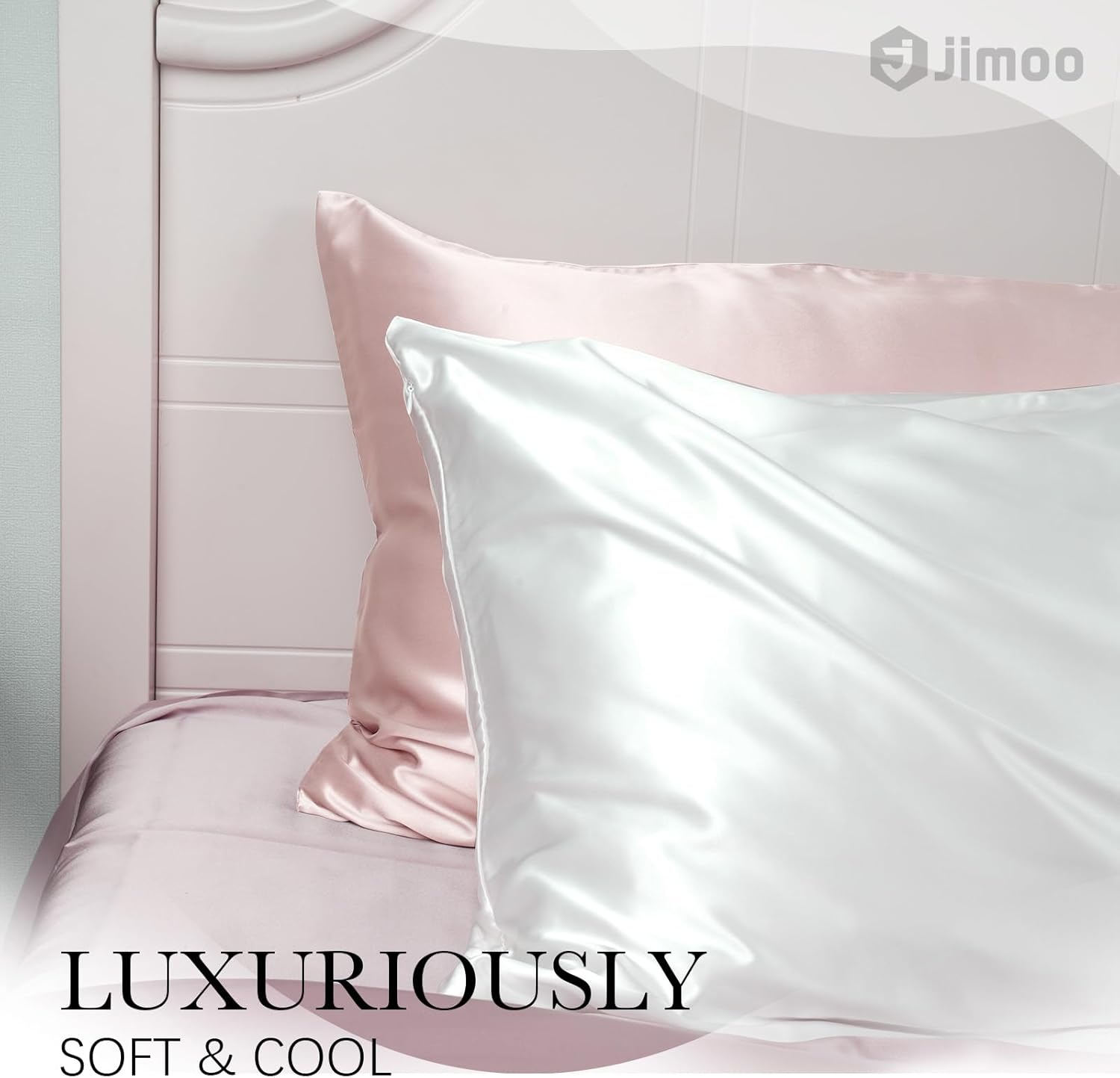 Jjimoo 100% Mulberry Silk Pillowcase for Hair and Skin, 22 Momme Pure Natural Silk Pillow Case Both Sided with Zipper, Pillow Cover for Wom…