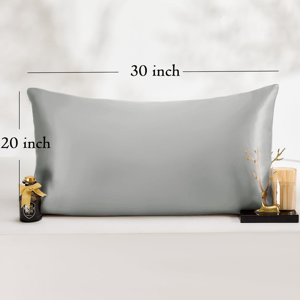 Vielit Queen Satin Pillowcase for Hair 2pc, Similar to Silk Pillow Cases, Easier comfort Than Silk Pillowcase, Gifts for Women Men, Silver…