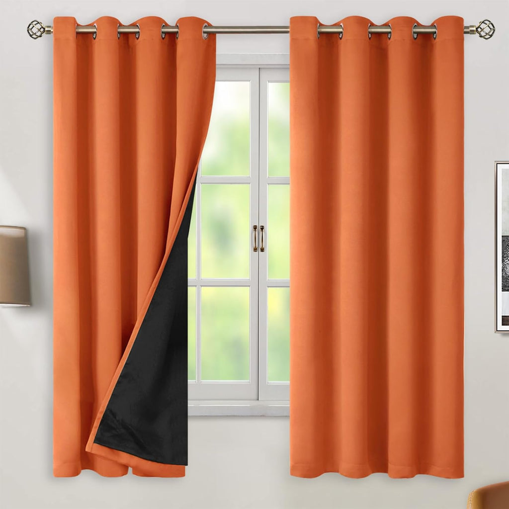 BGment Thermal Insulated 100% Blackout Curtains 63 Inch Length 2 Panels, Total Light Blocking Curtains for Bedroom, Grommet Window Drapes w…