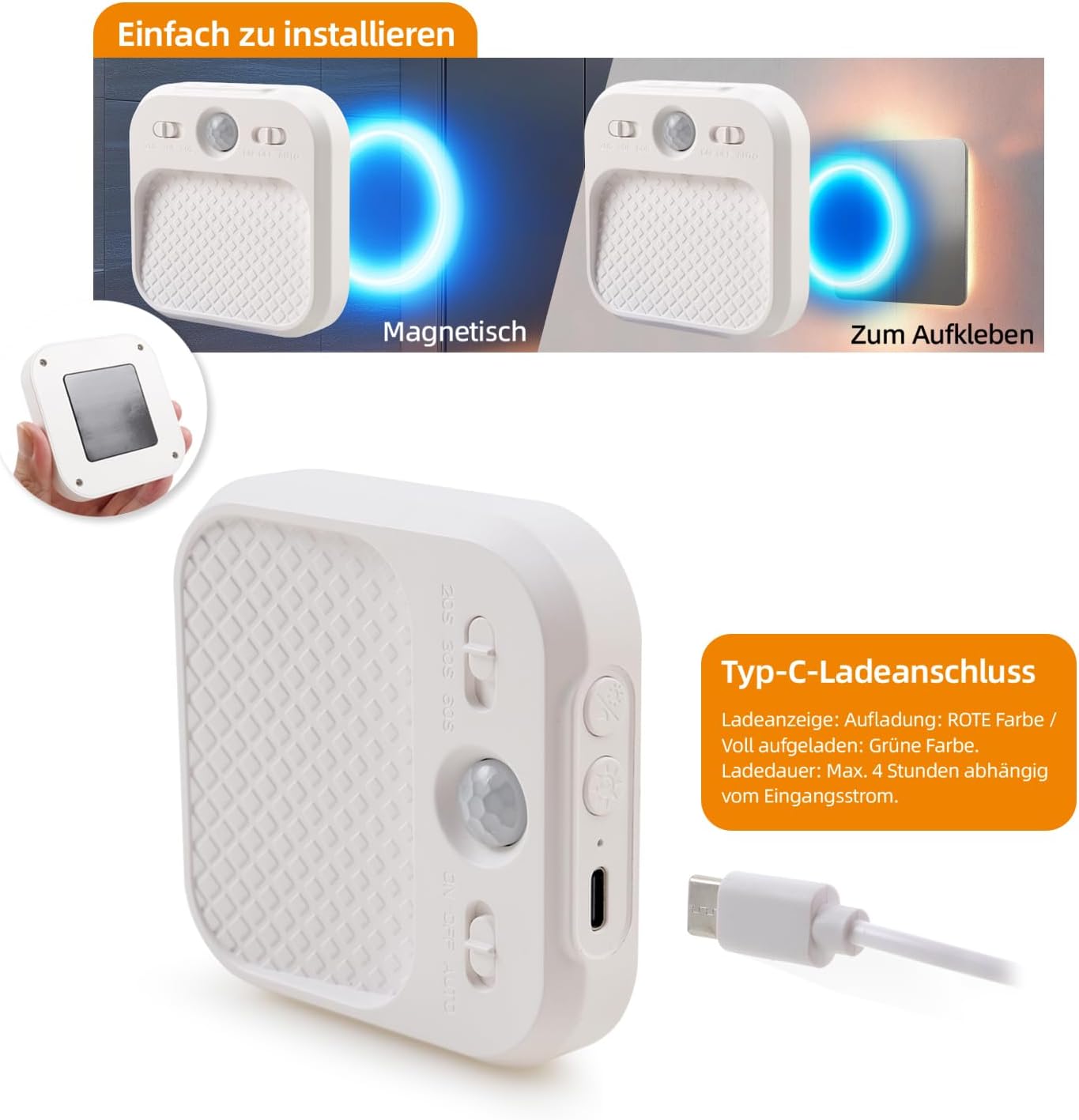 DAMI Motion Sensor Night Lights Rechargeable with Timer, Battery Cabinet Light with 3 Color Temperatures Stepless Dimming, Magnetic…