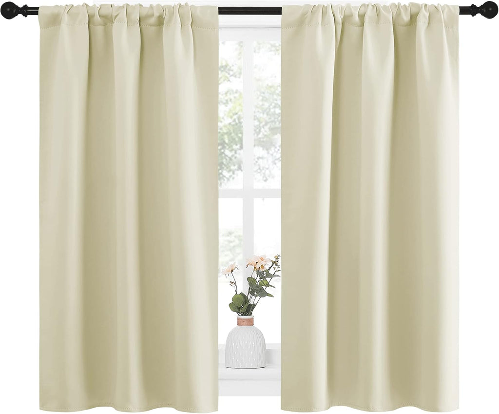 NICETOWN Kitchen Curtains, Short Blackout Curtains & Drapes, Small Window Draperies for Dining Room, Cupboard (Beige, 34 in x 45 in (W x…