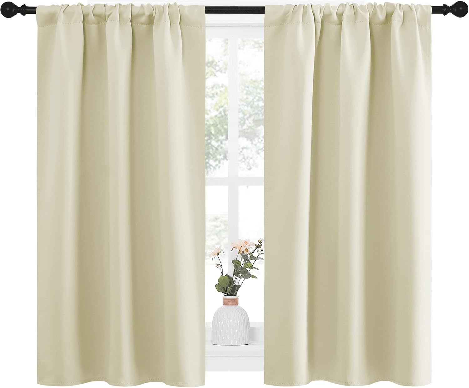 NICETOWN Kitchen Curtains, Short Blackout Curtains & Drapes, Small Window Draperies for Dining Room, Cupboard (Beige, 34 in x 45 in (W x…