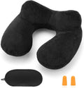 Inflatable Travel Pillow for Airplane Inflatable Neck Pillow for Traveling with Soft Velvet Washable Cover for Sleeping, Airplane, Train…