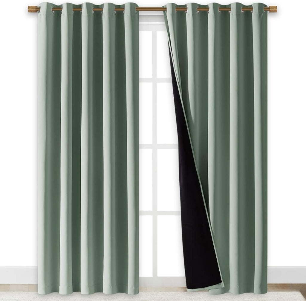Nicetown 100% Blackout Window Curtain Panels, Cold and Full Light Blocking Drapes with Black Liner for Nursery, 84" Drop Thermal Insulated…