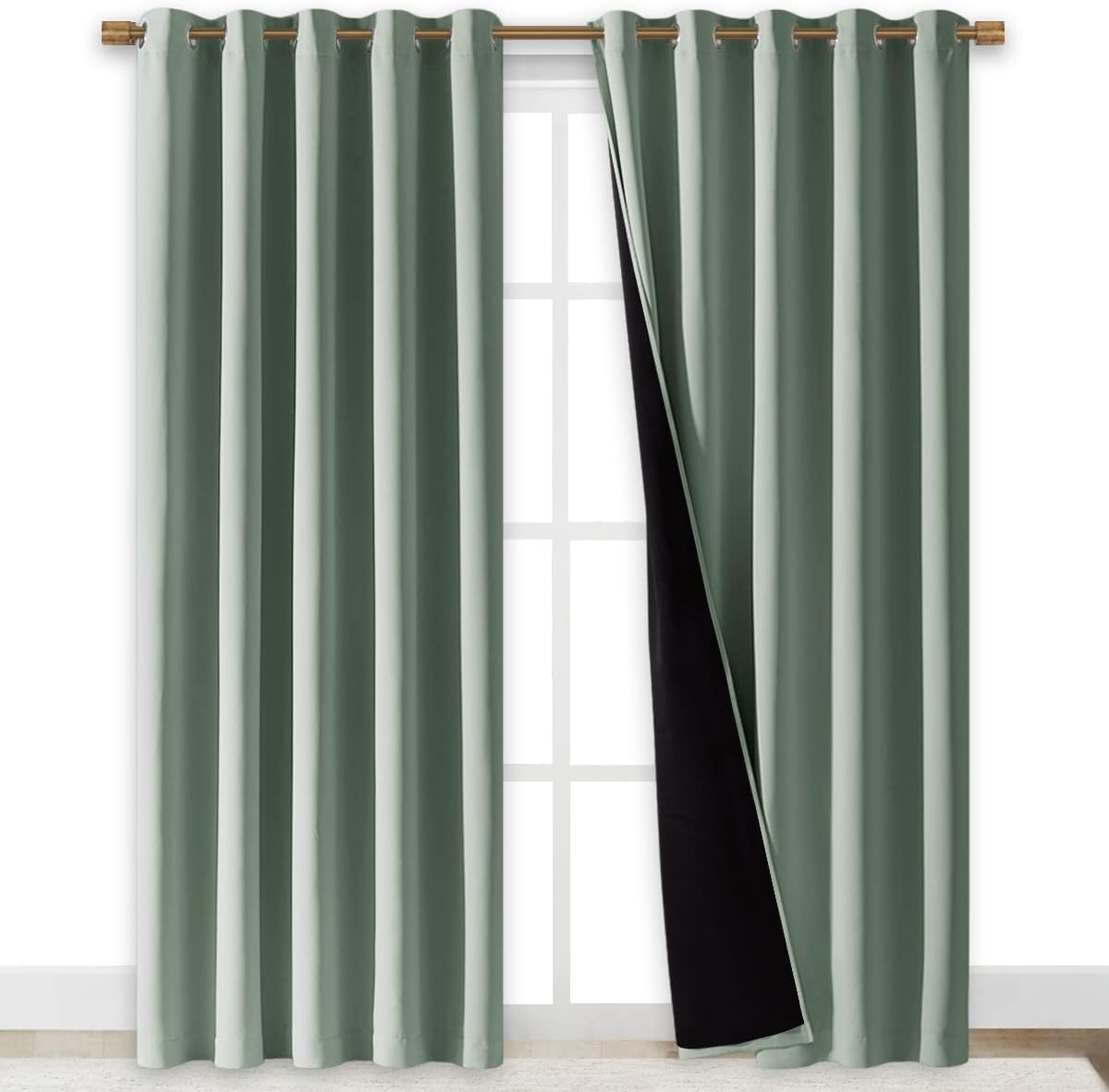 Nicetown 100% Blackout Window Curtain Panels, Cold and Full Light Blocking Drapes with Black Liner for Nursery, 84" Drop Thermal Insulated…