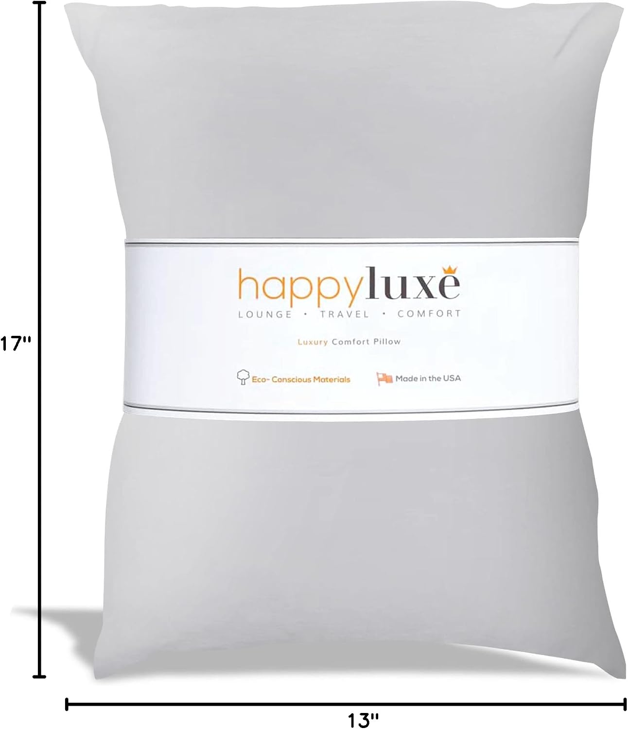 Happyluxe Odyssey Travel Pillow for Long Flights - Soft, Small, Alternative to Down and Memory Foam. 17 x 13in - Made in The USA, Silver…