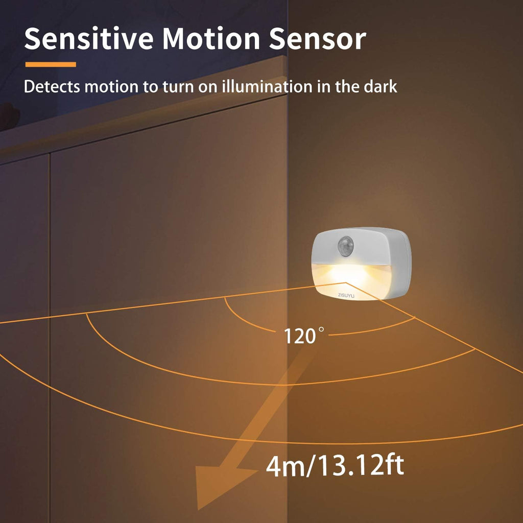 ZISUYU Motion Sensor Light Indoor Led Night Light Stick on Nightlight Battery Operated Lights for Hallway Stair Bathroom Closet Bedroom…