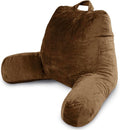 Milliard Reading Pillow with Arms, Brown, Shredded Memory Foam Back Pillow for Bed Sitting Up - Sit Up Backrest Support for Reading &…