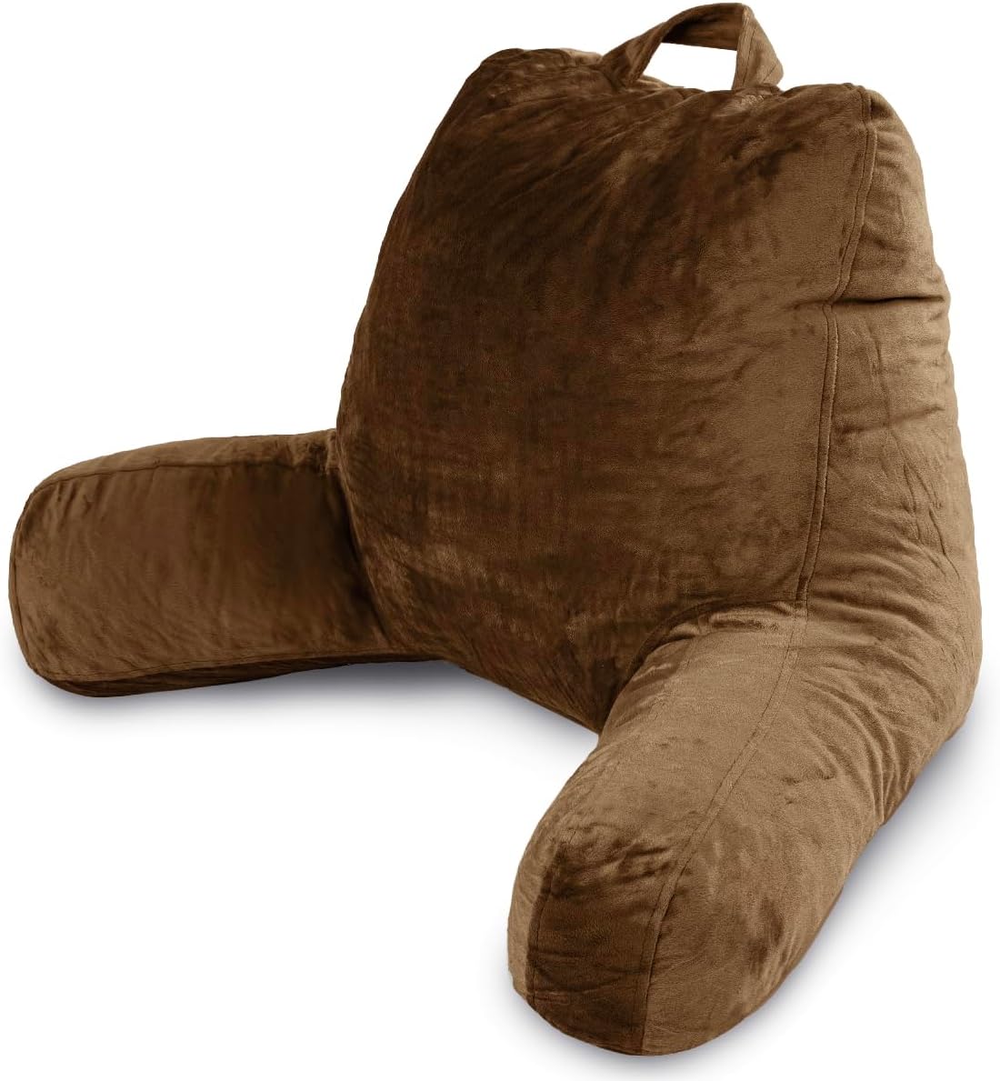 Milliard Reading Pillow with Arms, Brown, Shredded Memory Foam Back Pillow for Bed Sitting Up - Sit Up Backrest Support for Reading &…