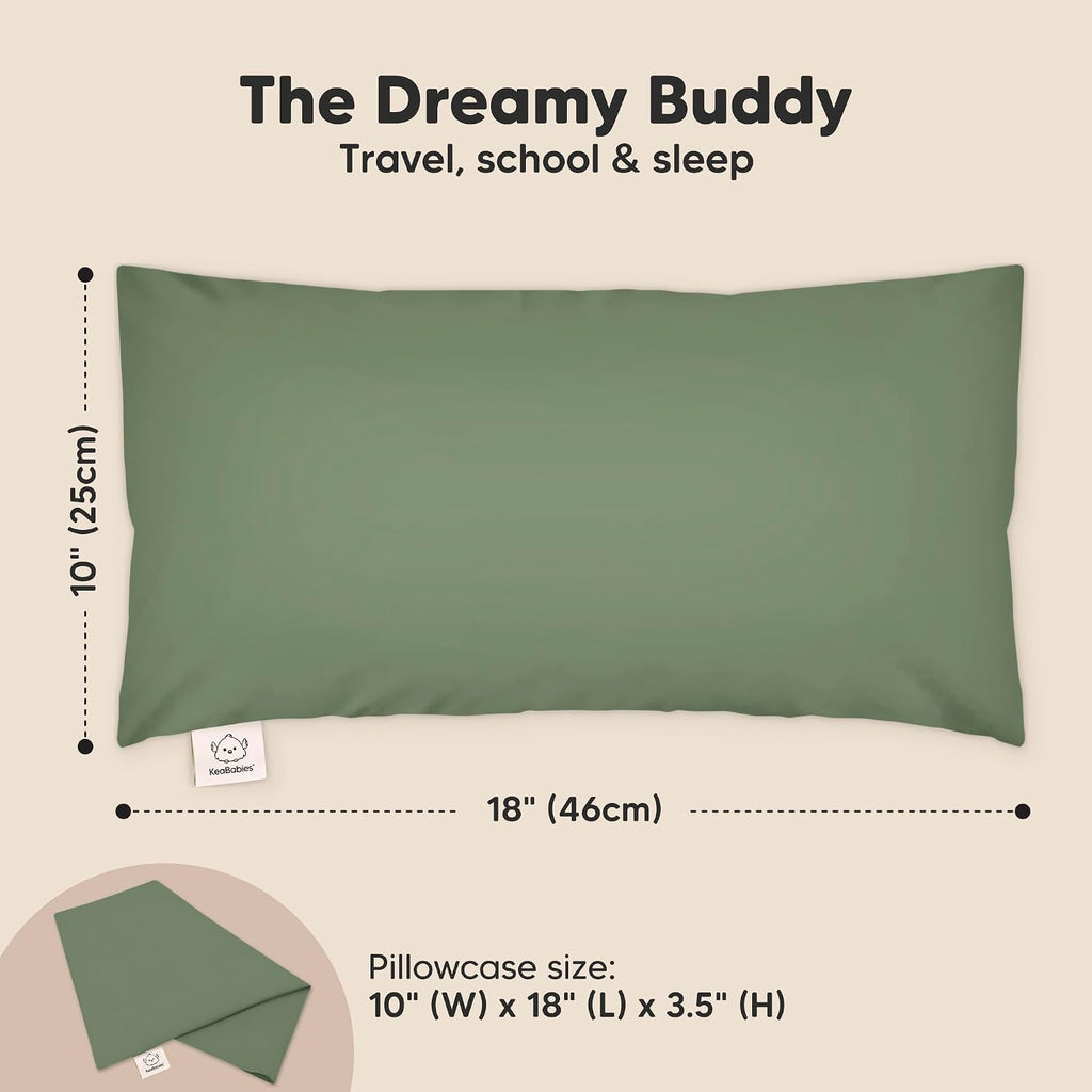 Toddler Pillow with Pillowcase - 10x18 My Little Dreamy Kids Travel Bed Pillows for Sleeping, Organic Cotton Small Pillowcase, Soft &…