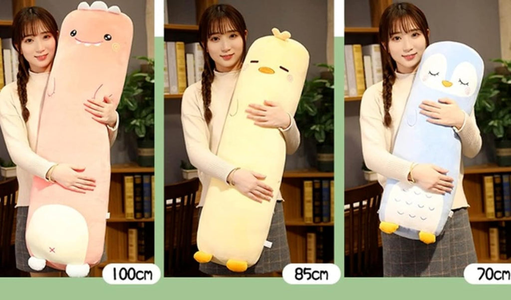Long Plush Cute Body Pillows 33" Cuddle Stuffed Animal Shaped Bed Body Pillows Soft Cotton Plushies Doll Toy Gifts (Penguin, 33 Inch)