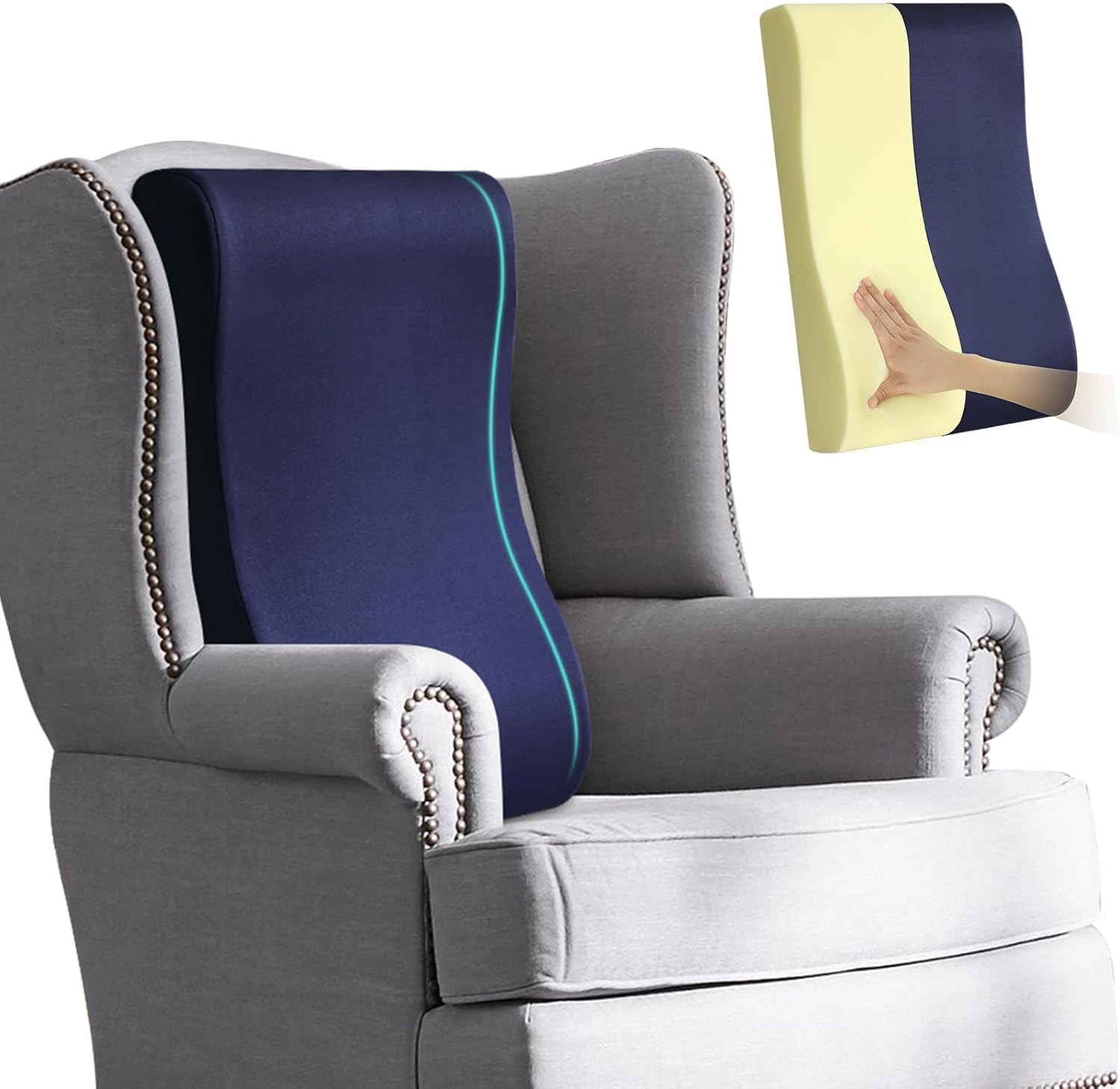 2-in-1 Neck Pillow Lumbar Support Pillow for Recliner Couch& Glider Chair - High Resilient Foam Ergonomic Back Support for High-Back…