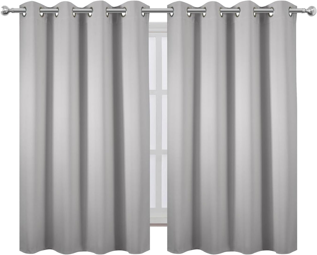 Lemomo Blackout Curtains 66 x 54 Inch Long Light Grey Curtains Set of 2 Panels Room Darkening Curtains for Bedroom and Living Room 54 Inch…