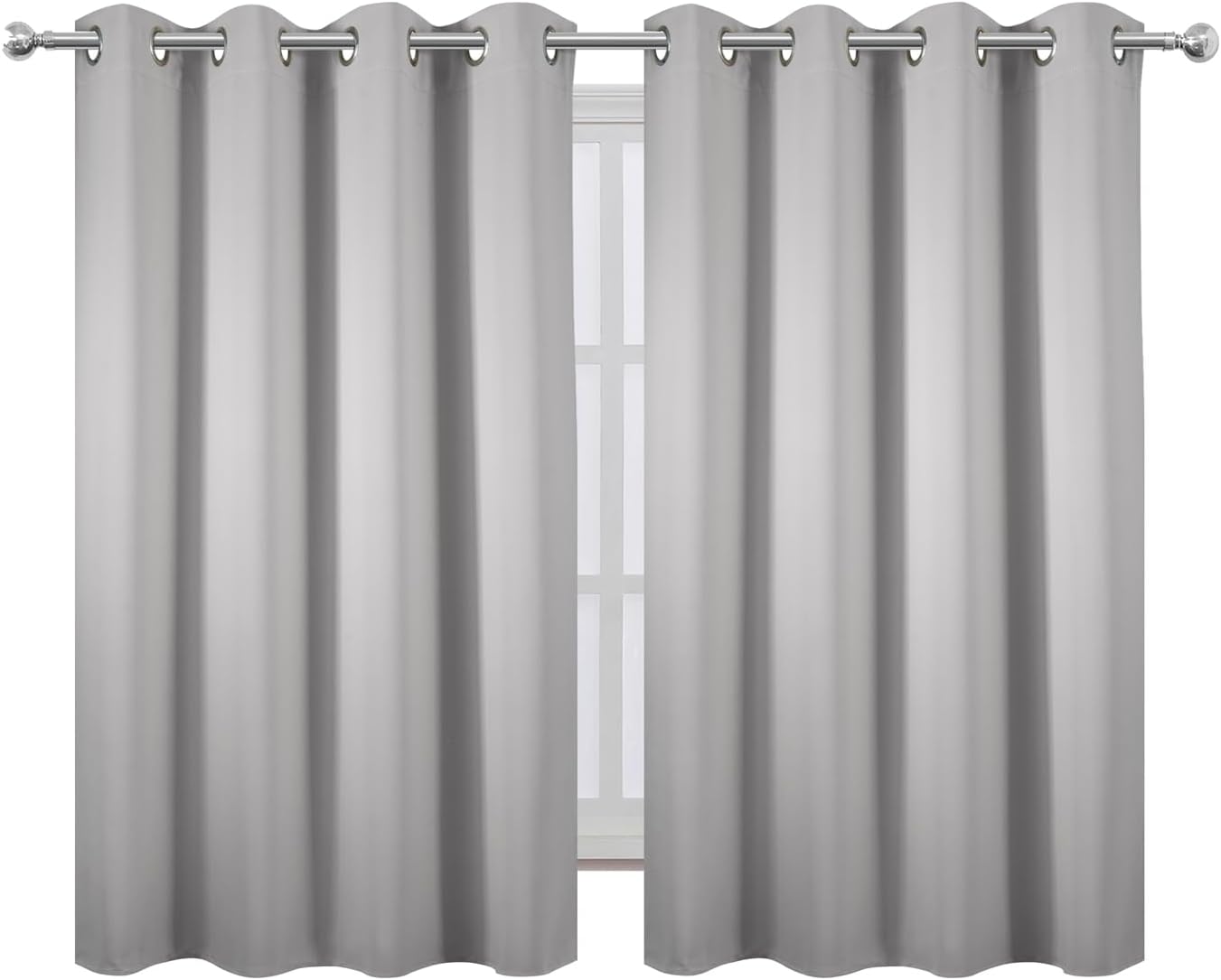 Lemomo Blackout Curtains 66 x 54 Inch Long Light Grey Curtains Set of 2 Panels Room Darkening Curtains for Bedroom and Living Room 54 Inch…