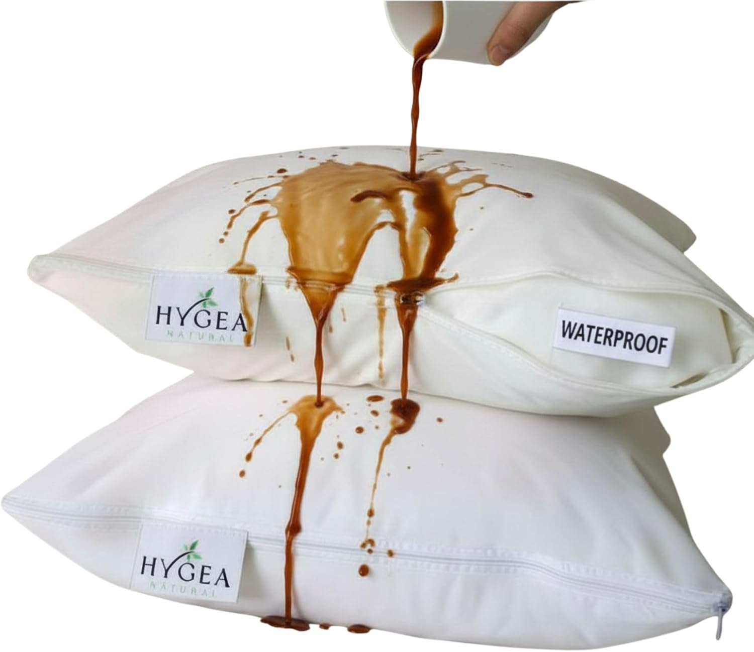 Set of 2 Luxurious Pillow Protectors by Hygea Natural - Water Resistant, Soft Breathable Polyester Fabric, Easy to Clean - Premium…