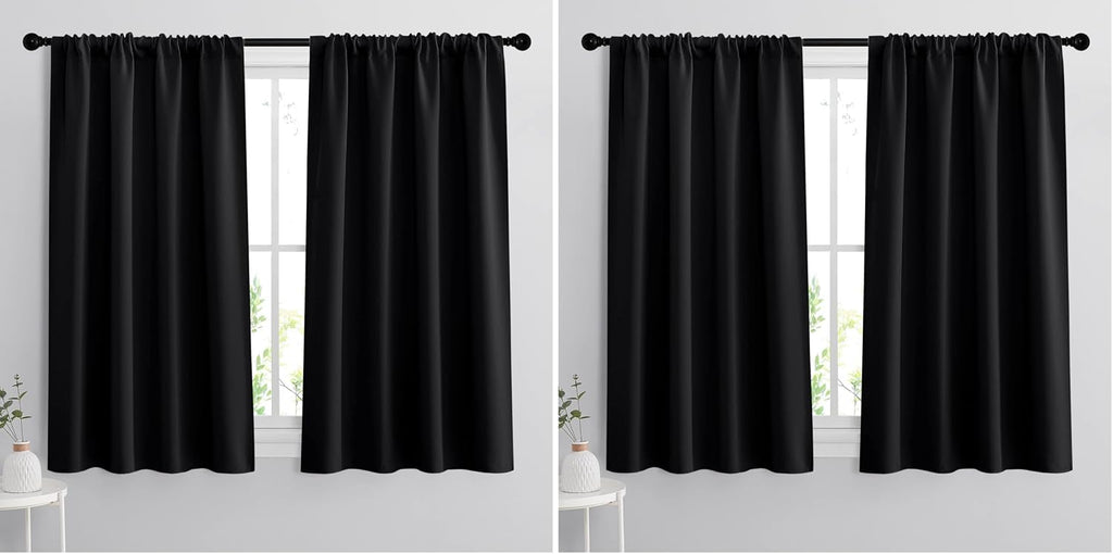 RYB HOME Bedroom Blackout Curtains - Black Curtains Solar Light Block Insulated Drapes Energy Saving for Bedroom Dining Living Room, 42 x…