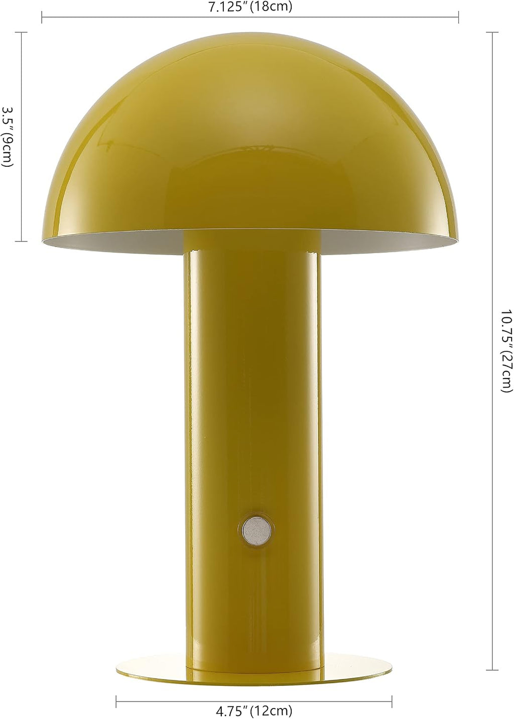 JONATHAN Y 10.75" Yellow Rechargeable LED Mushroom Table Lamp, Cordless Portable Bedside Lamp for Living Room Bedroom, 3-Way Dimmable…