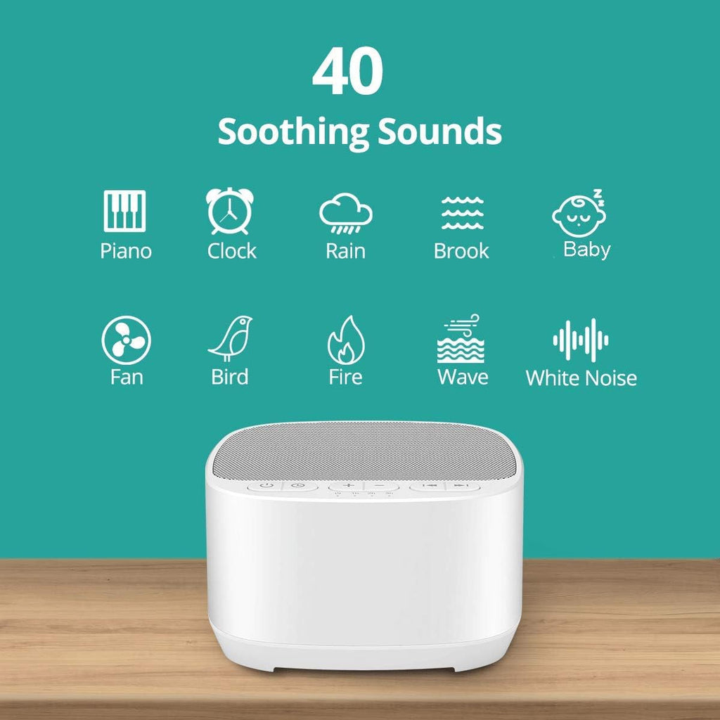 Magicteam Sleep Sound White Noise Machine with 40 Natural Soothing Sounds and Memory Function 32 Levels of Volume Powered by AC or USB and…