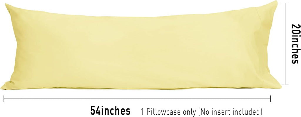 Sunflower Body Pillowcase 100% Cotton Long Pillow Cover/Case Envelope Closure 1 Pack, 20×54 inches Honeyed Straw, Soft and Breathable