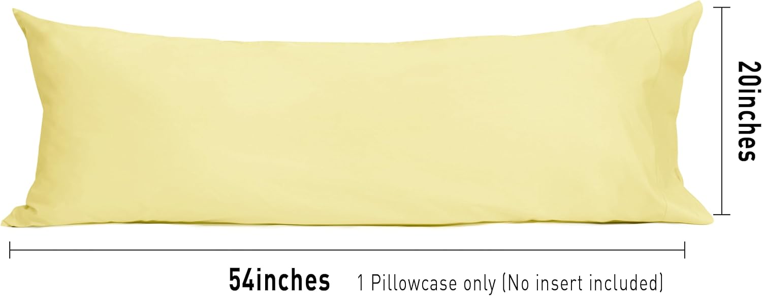 Sunflower Body Pillowcase 100% Cotton Long Pillow Cover/Case Envelope Closure 1 Pack, 20×54 inches Honeyed Straw, Soft and Breathable